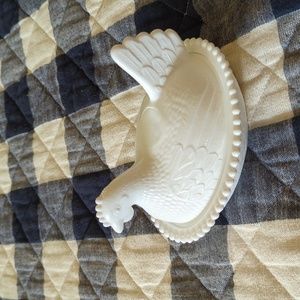Milk Glass Chicken Bowl